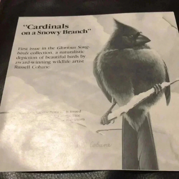 Cardinals on‎ a snowy branch collector plate - Picture 4 of 6